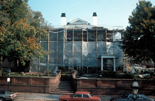 exterior view of a massive house rennovation